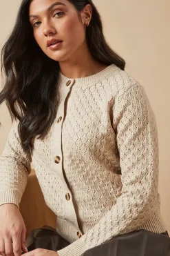 Pointelle Crew Neck Cardigan