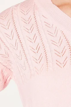 Pointelle Detail V Neck Jumper