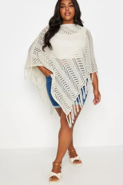 Pointelle Knitted Poncho Jumper