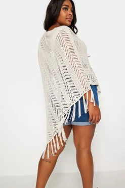 Pointelle Knitted Poncho Jumper