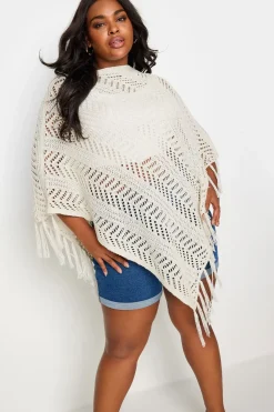 Pointelle Knitted Poncho Jumper