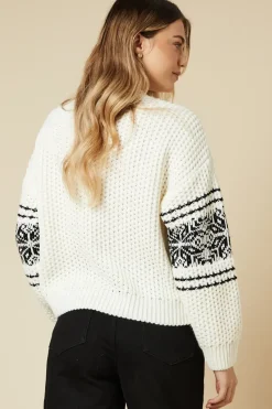 Pointelle Stitch Fairisle Detail Crew Neck Jumper
