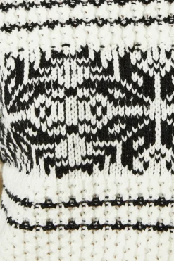Pointelle Stitch Fairisle Detail Crew Neck Jumper