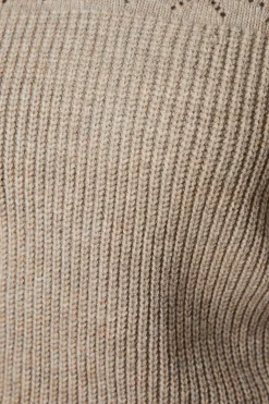 Pointelle Stitch Yoke Collared Knitted Jumper