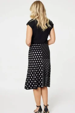 Polka Dot A-Line Knit Skirt