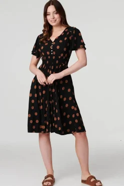 Polka Dot Fit & Flare Short Dress