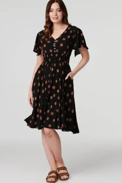 Polka Dot Fit & Flare Short Dress