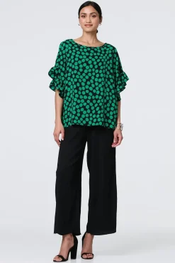 Polka Dot Frilled 1/2 Sleeve Blouse