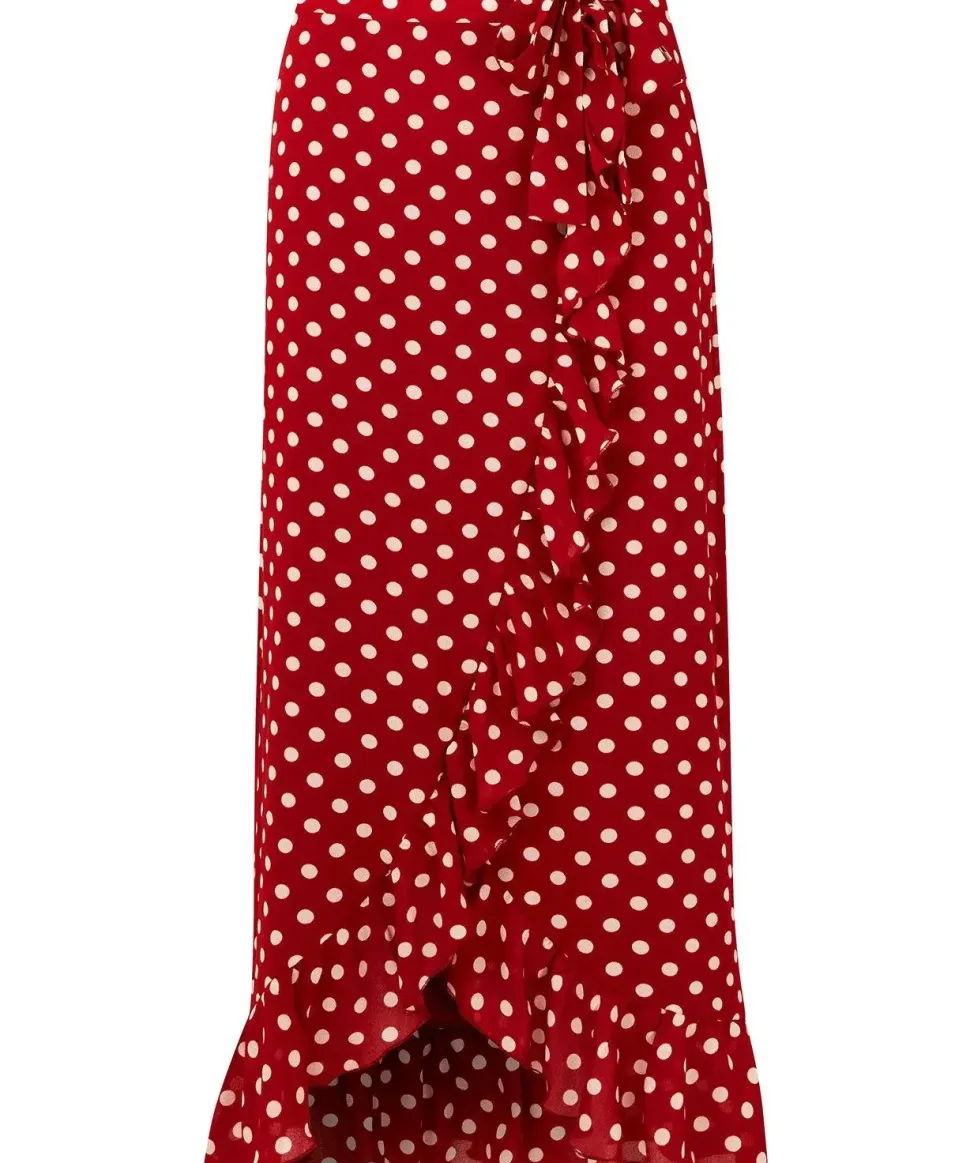 Polka Dot Frill Wrap Skirt