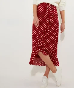 Polka Dot Frill Wrap Skirt