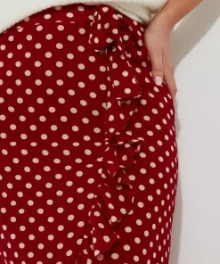 Polka Dot Frill Wrap Skirt