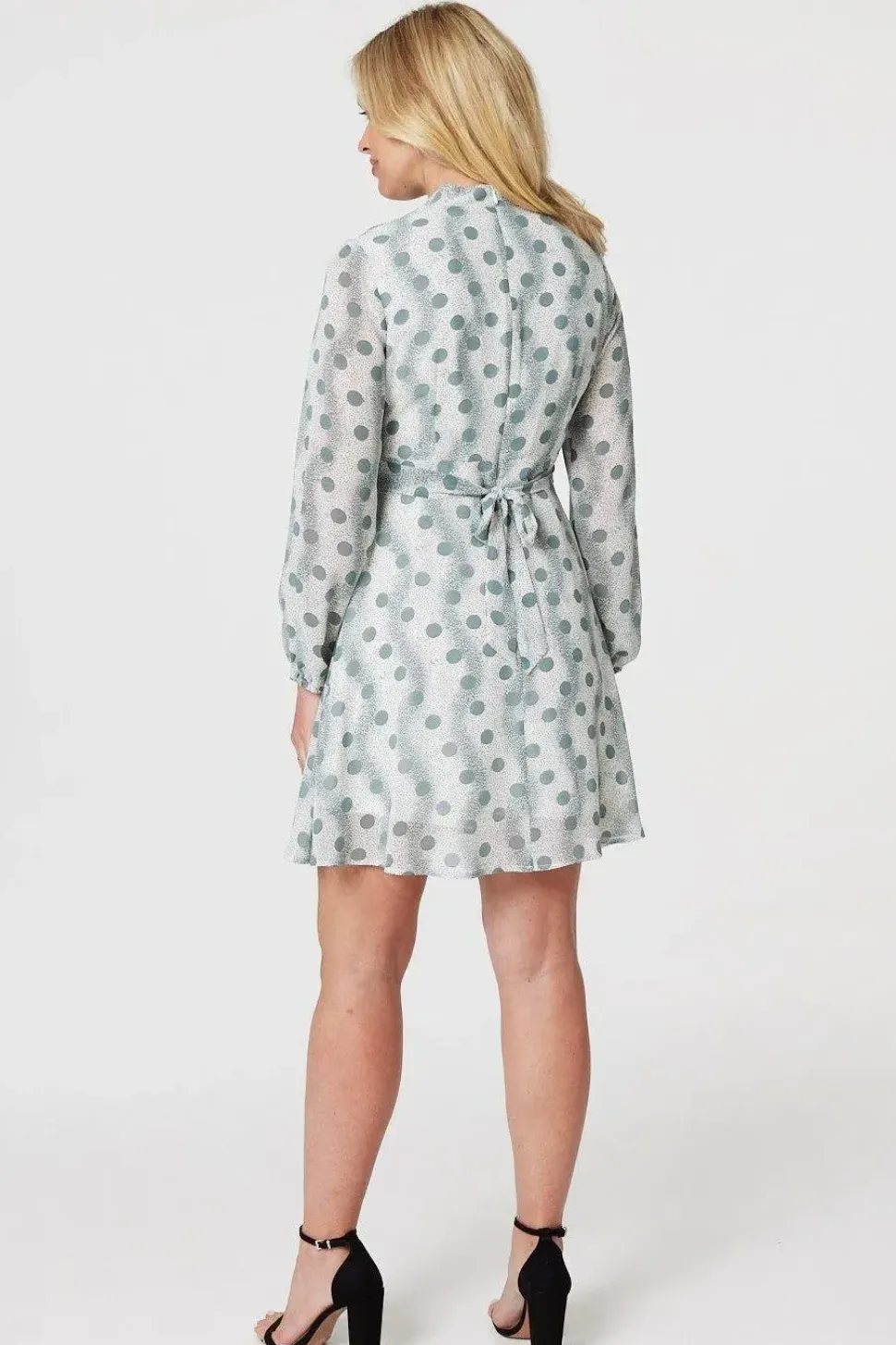 Polka Dot High Neck Short Dress