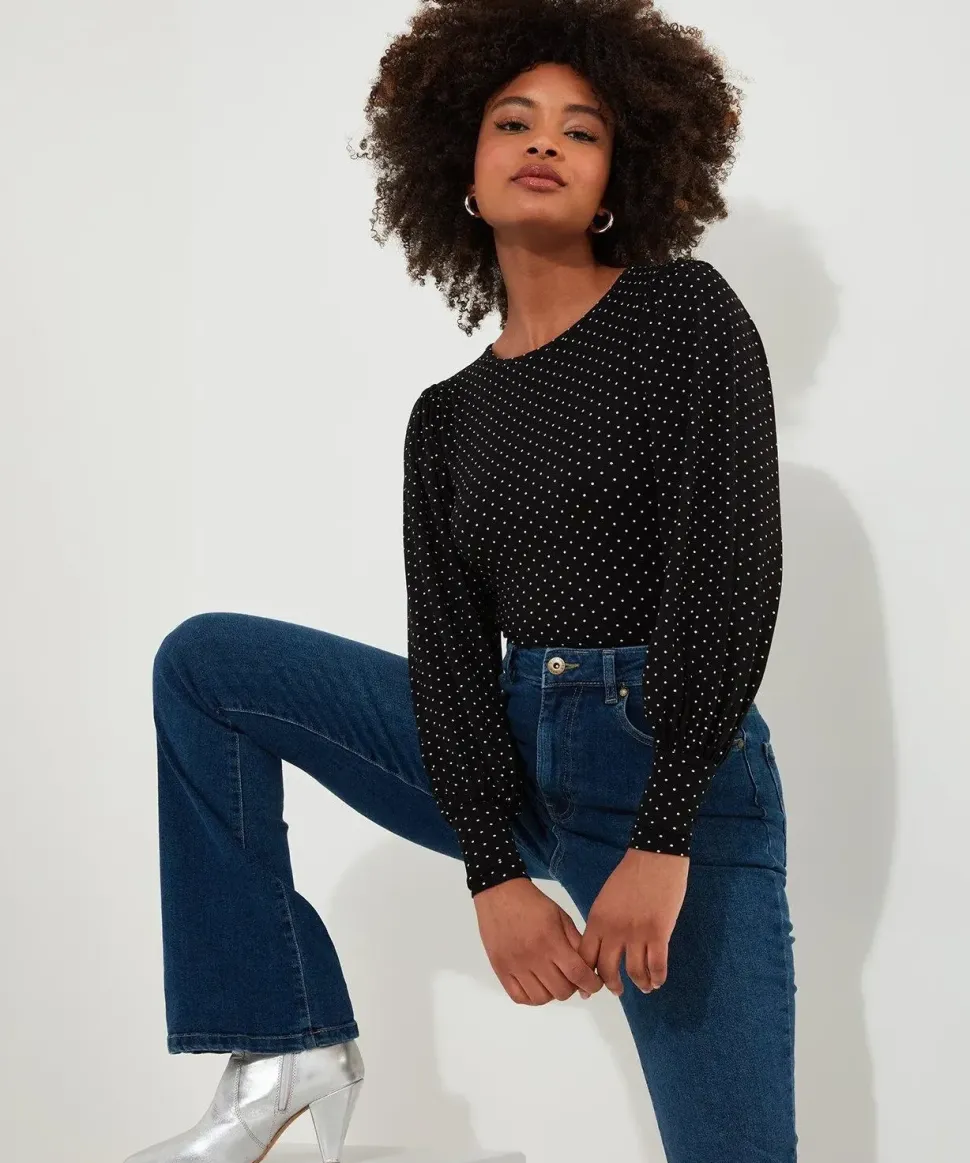 Polka Dot Jersey Top