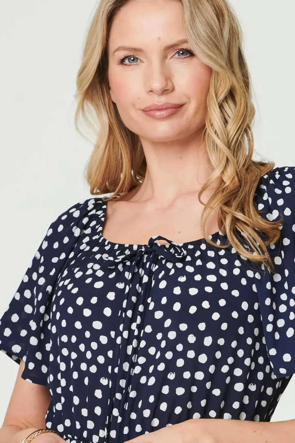 Polka Dot Print Angel Sleeve Jumpsuit