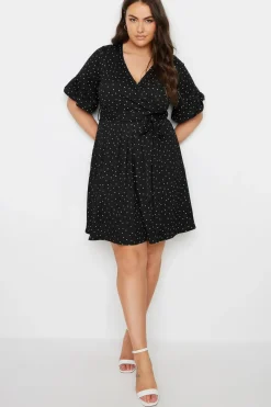Polka Dot Print Wrap Mini Dress