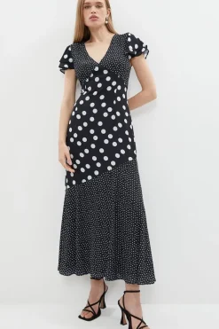 Polka Dot Ruffle Midi Dress