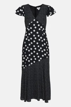 Polka Dot Ruffle Midi Dress