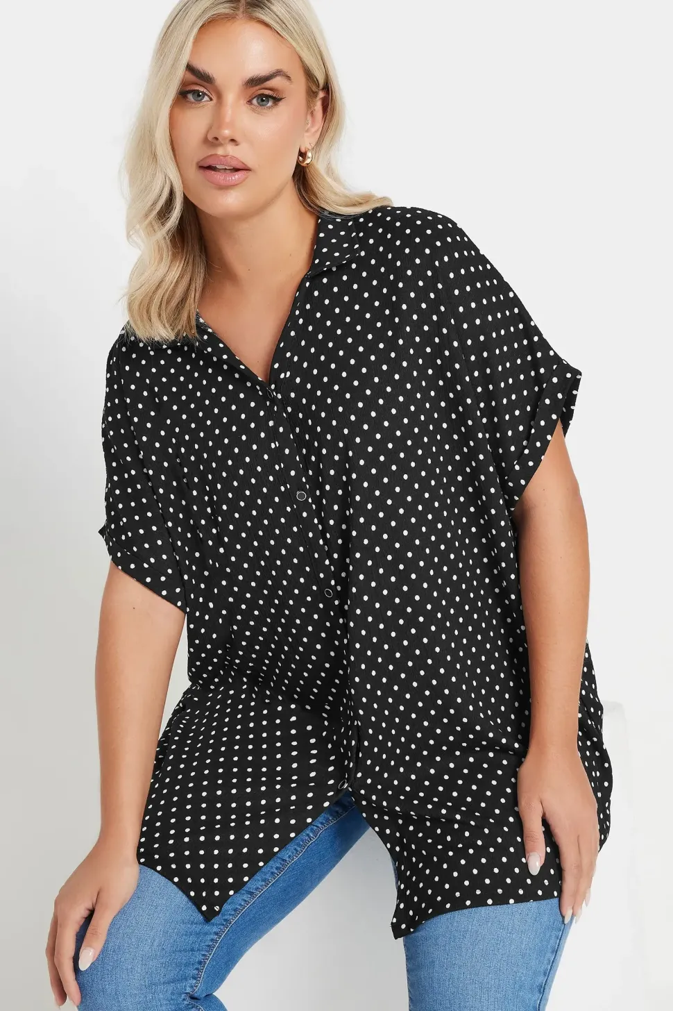 Polka Dot Structured Jersey Shirt