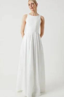 Ponte And Taffeta Mix Maxi Wedding Dress