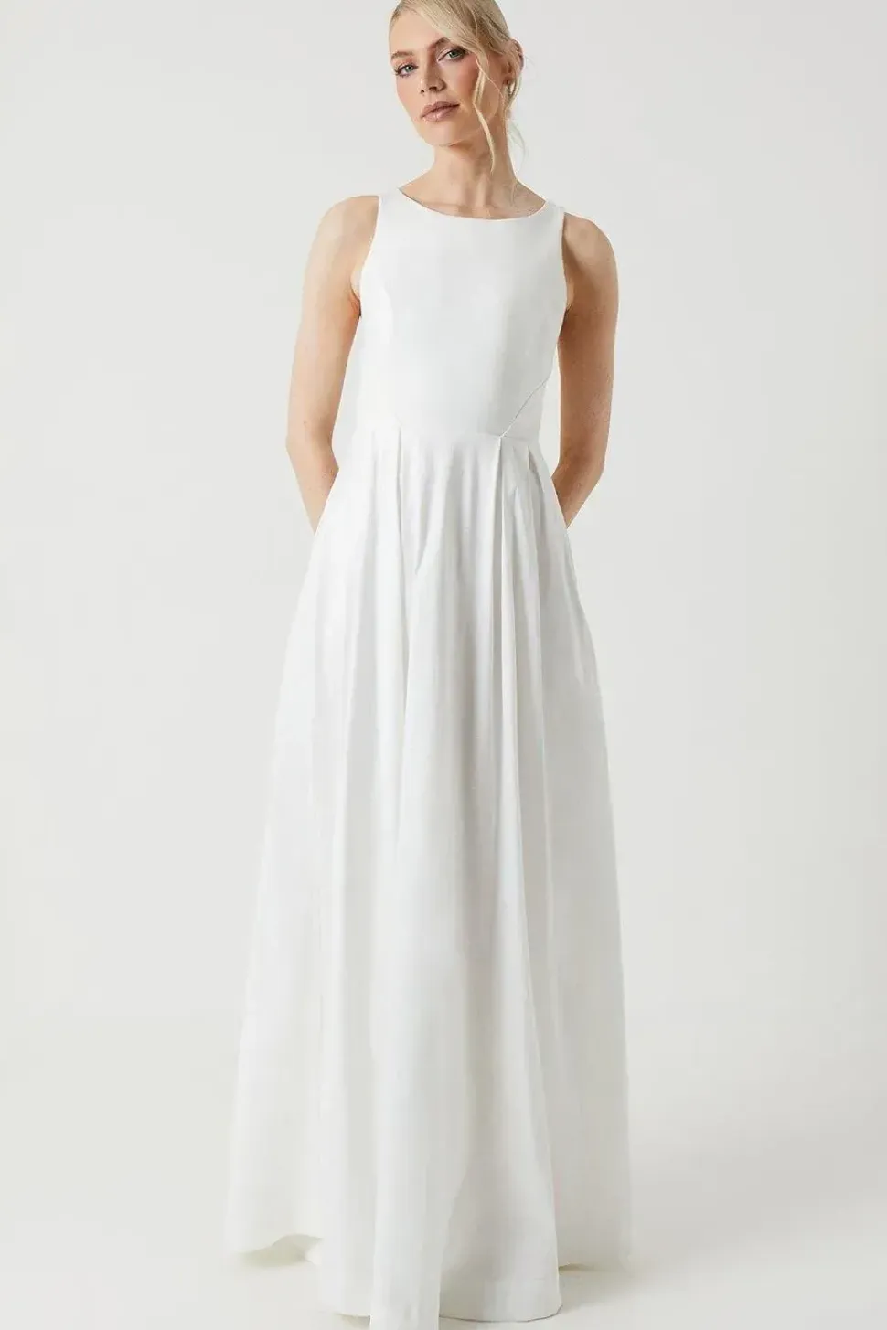 Ponte And Taffeta Mix Maxi Wedding Dress