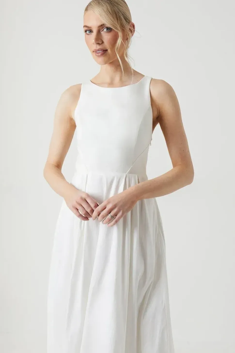 Ponte And Taffeta Mix Maxi Wedding Dress