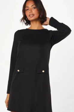 Ponte Button Pocket Dress