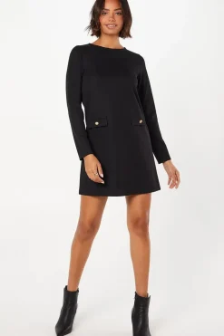Ponte Button Pocket Dress