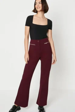 Ponte Metal Zip Detail Bootcut Trouser