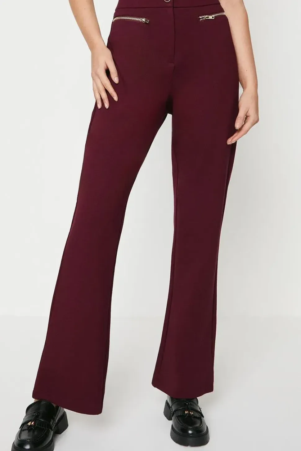 Ponte Metal Zip Detail Bootcut Trouser