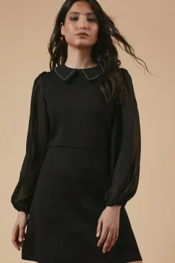 Ponte Sheer Sleeve Mini Dress