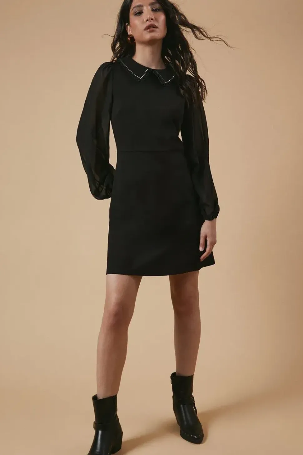 Ponte Sheer Sleeve Mini Dress