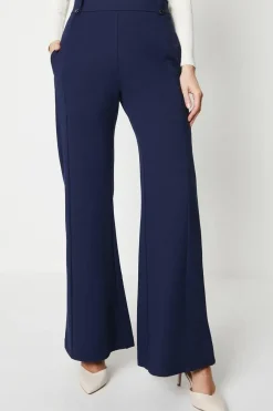 Ponte Wide Leg With Waist Metal Trim Detail