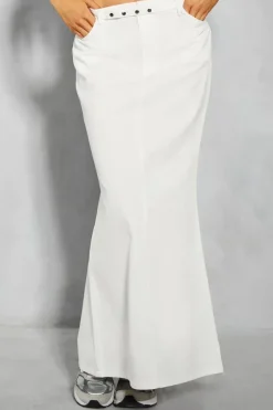 Poplin Belted Flare Maxi Skirt