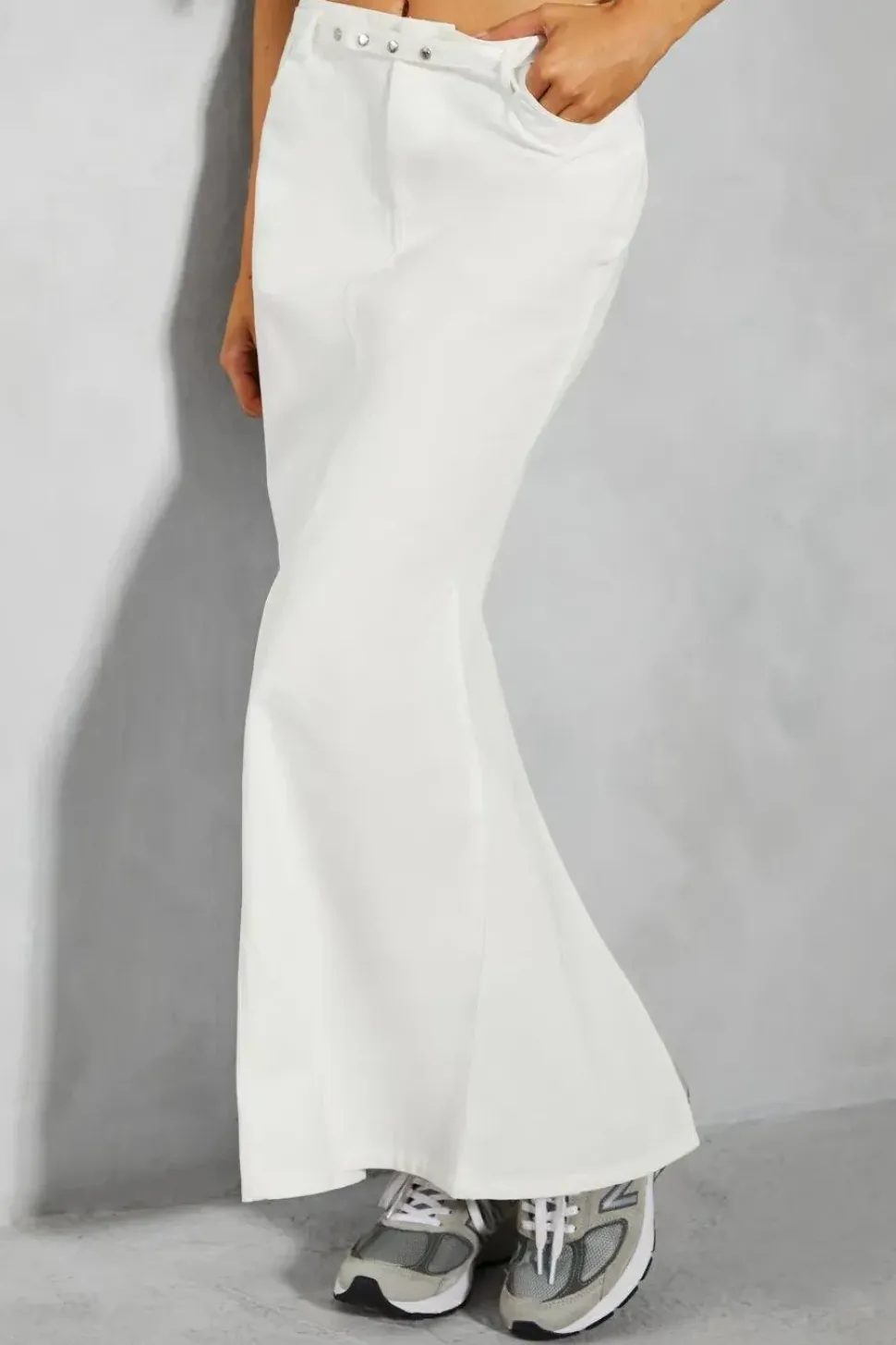 Poplin Belted Flare Maxi Skirt