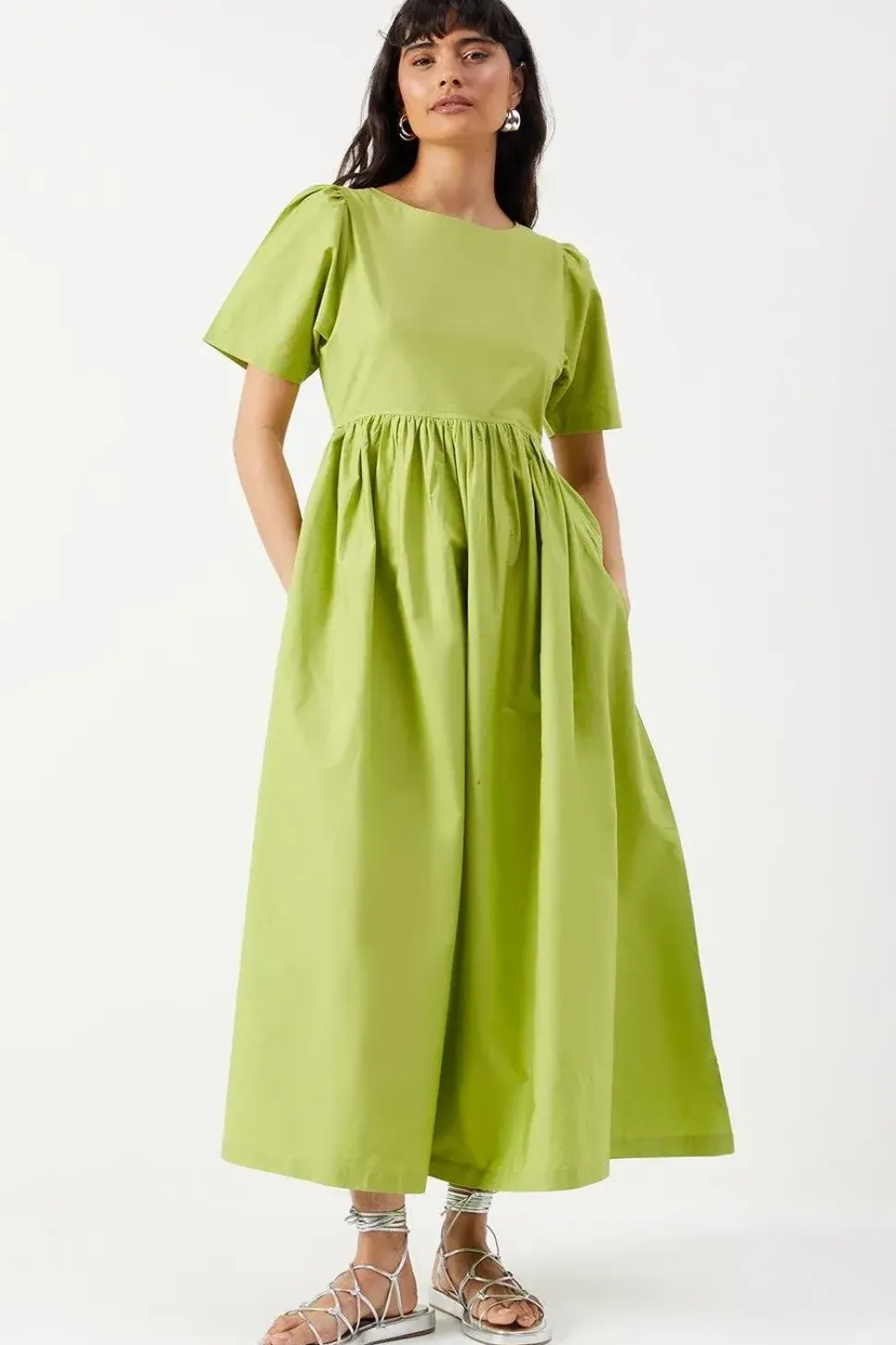 Poplin Chuck On Smock Midi Dress