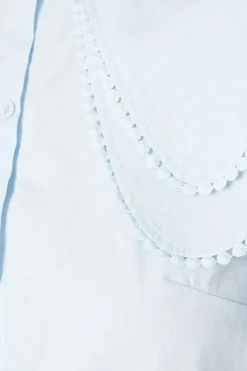 Poplin Collared Lace Trim Blouse