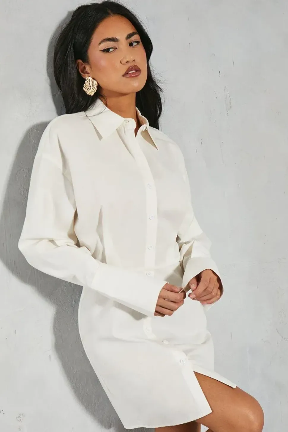 Poplin Fitted Mini Shirt Dress