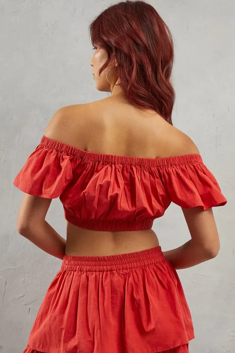 Poplin Frill Strap Crop Top Co Ord