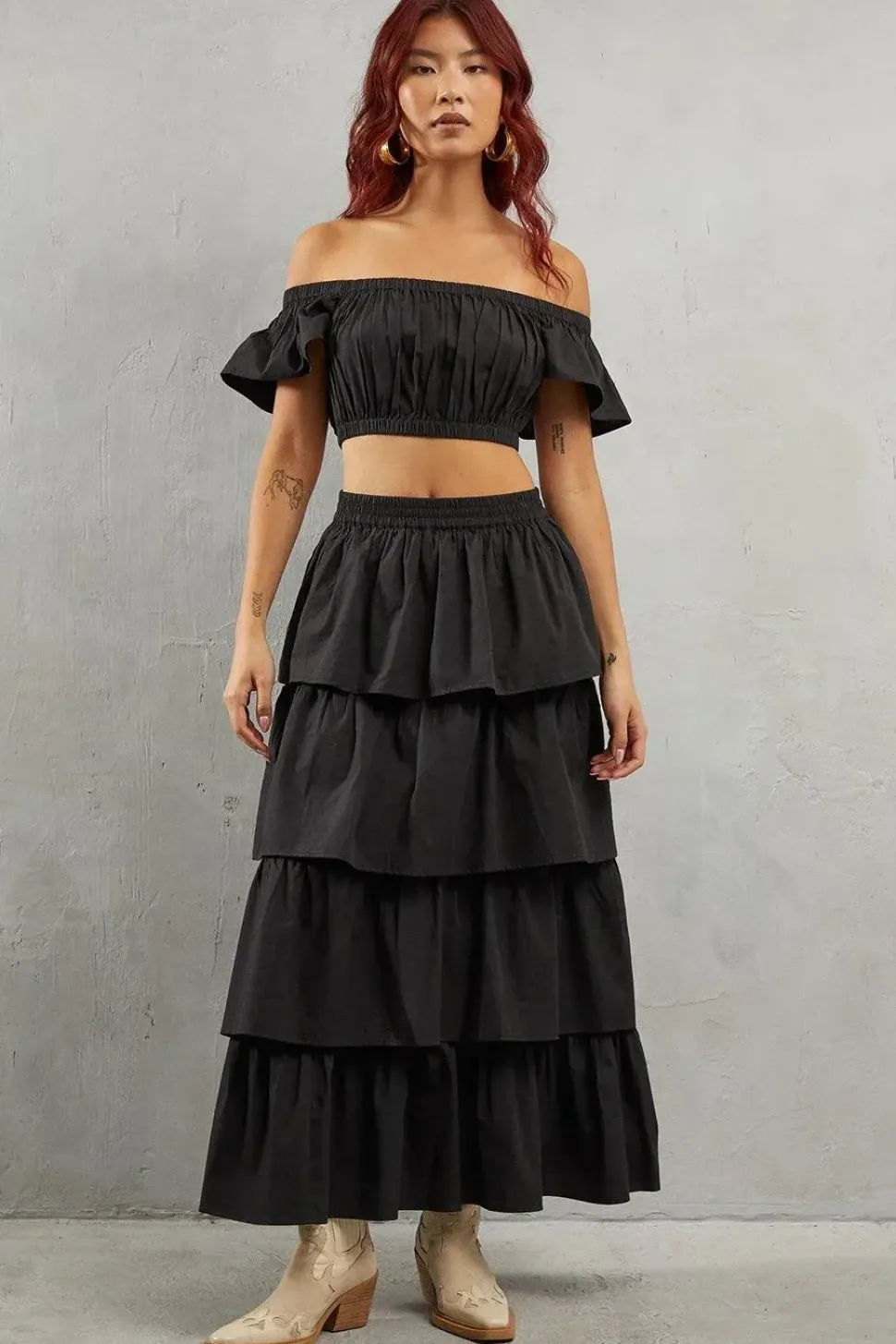 Poplin Frill Tiered Skirt Co Ord