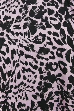 Poplin Leopard Print Volume Sleeve Scallop Detail Smock Dress