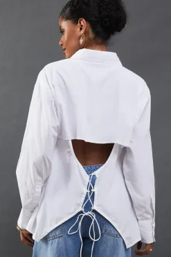 Poplin Open Tie Back Shirt