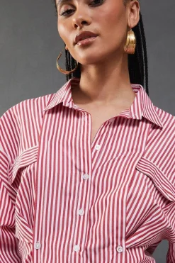 Poplin Triple Placket Stripe Fitted Shirt