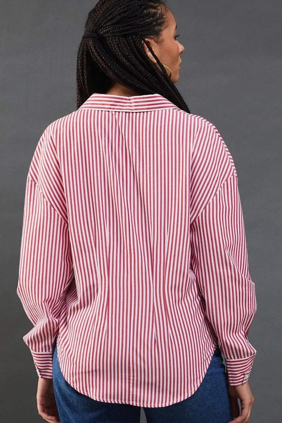 Poplin Triple Placket Stripe Fitted Shirt