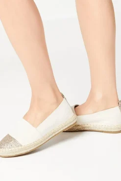 Poppy Glitter Toe Detail Flat Espadrille Shoes