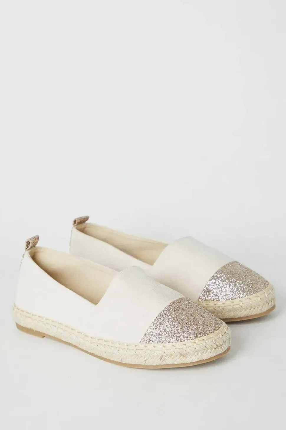 Poppy Glitter Toe Detail Flat Espadrille Shoes
