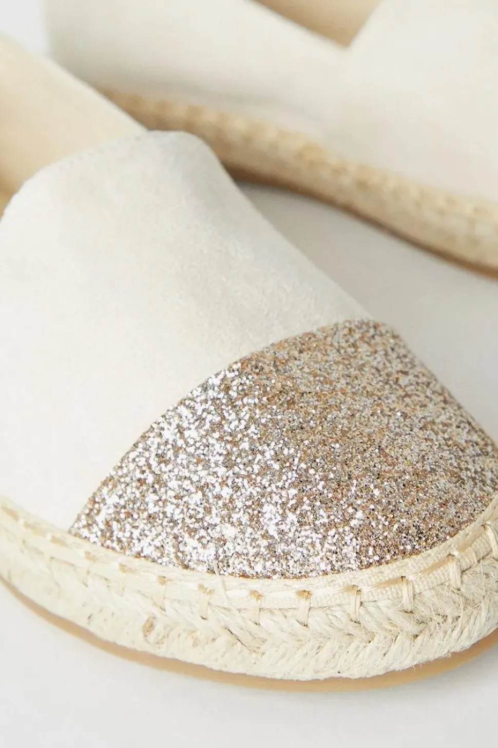 Poppy Glitter Toe Detail Flat Espadrille Shoes
