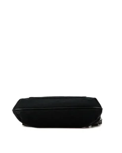 Preloved Canvas Crossbody Bag with Leather Trim and Adjustable Strap