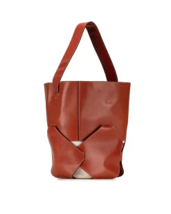 Preloved Canvas Fisheye Baguette Satchel with Leather Trim and