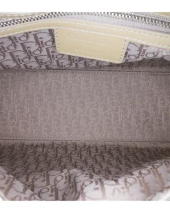 Preloved Canvas Hobo Bag with Leather Trim and Bamboo Ring Detail