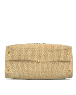 Preloved Canvas Shoulder Bag with Leather Trim